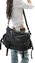 [Mejorado] Bolso mensajero vintage de lona para laptop 13" 15.6" 17" grande para libros y hombro para mujer y hombre Nuevo (Negro, X-Large)