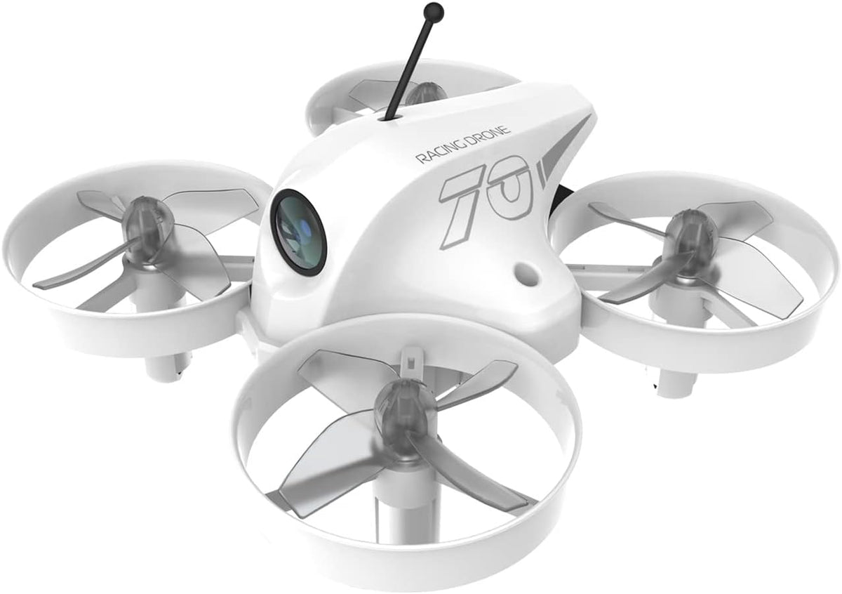 APEX Dron VR70 FPV, dron único, sin control remoto, FPV superancho de 120°, transmisión de baja latencia 5.8G, resistente a caídas, blanco, solo compatible con control remoto APEX