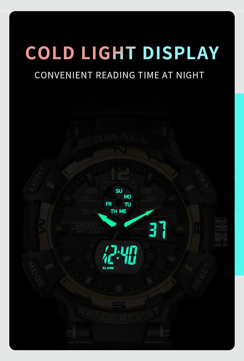 Relojes para Hombre Deportivos al Aire Libre Resistente al Agua Militar Reloj de Pulsera con Fecha Multifunción Táctico LED Alarma Cronómetro