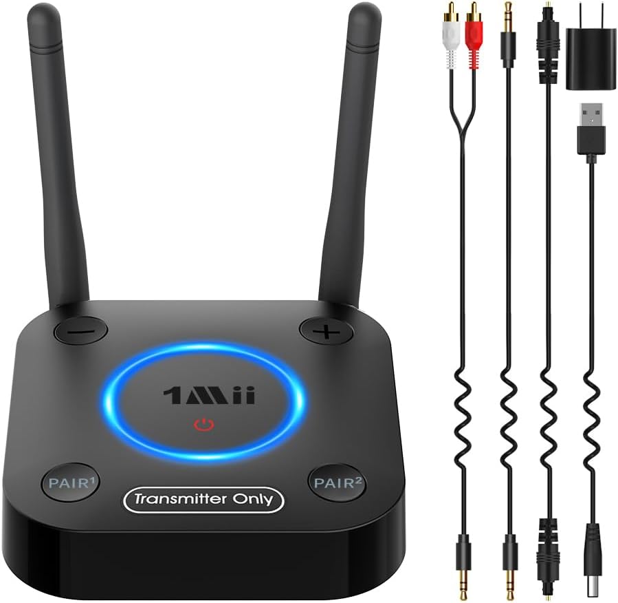 1Mii B06TX Bluetooth 5.3 Transmisor para TV a 2 auriculares inalámbricos