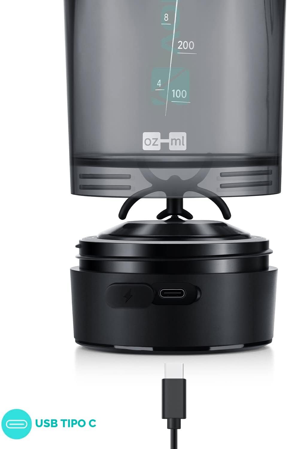 VOLTRX - Botella agitadora, mezclador eléctrico de proteínas recargable USB C de galio, tazas agitadoras para batidos de proteínas y reemplazo de comidas, sin BPA, fabricado con tritán, 24 onzas