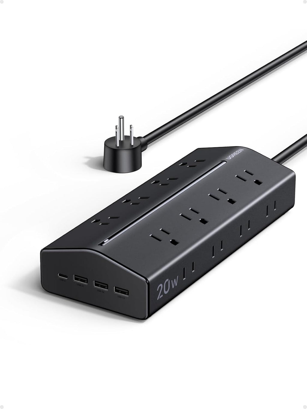 UGREEN Protector contra sobretensiones 20W 20 en 1 GaN, regleta de 5 pies