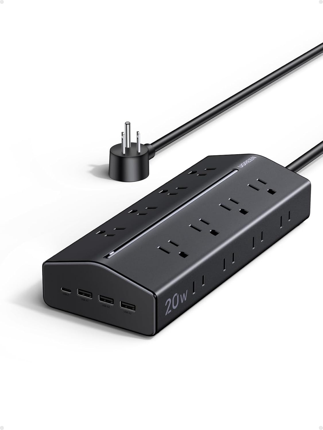UGREEN Protector contra sobretensiones 20W 20 en 1 GaN, regleta de 5 pies