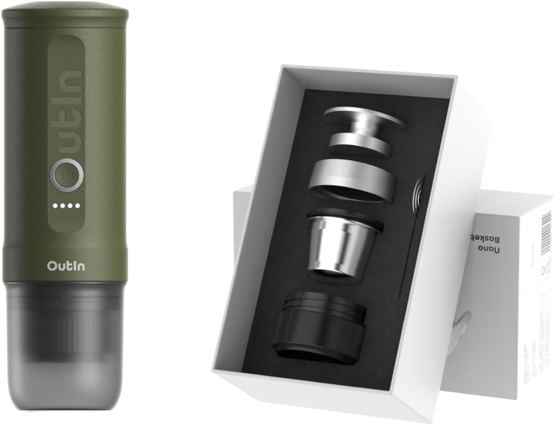 OutIn Juego completo Nano Máquina de espresso portátil con accesorios de doble disparo
