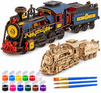 Rompecabezas de tren de vapor de madera 3D pintable para adultos