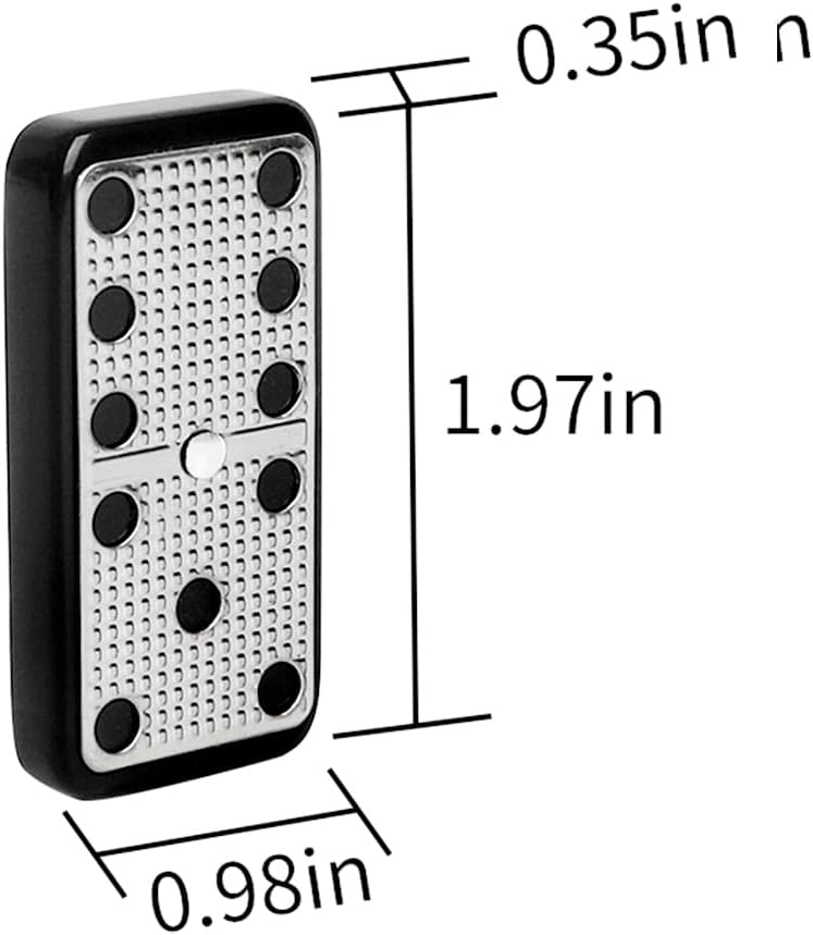 Bucher&Rossini Juego de dominó de superficie de metal doble 6 – Juego de dominó clásico negro con superficie de metal plateado, juego de dominó para adultos y niños, regalo ideal para jugadores de dominó o noche de juegos familiares