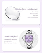 OLEVS Reloj para Mujer Plateado de Acero Inoxidable Elegante Analógico Lúmenes Visibles