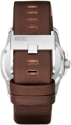Diesel Master Chief Reloj para hombre, acero inoxidable y cuero, analógico de tres manecillas, color plateado, marrón