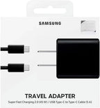 SAMSUNG - Cargador de pared USB-C de carga súper rápida de 45 W con cable, color negro