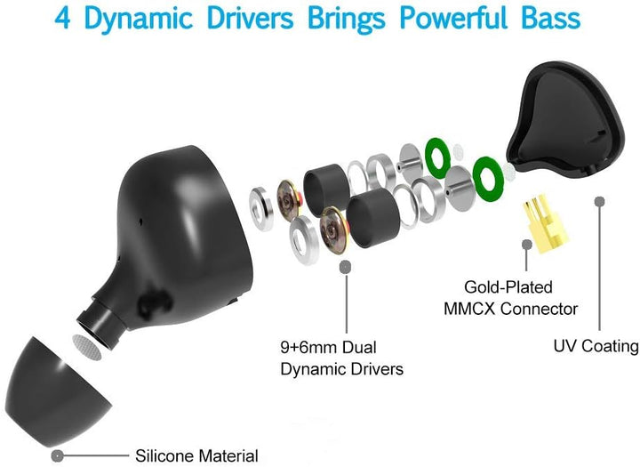 DCMEKA Auriculares de Monitor In-Ear, Auriculares Estéreo HiFi IEM,...