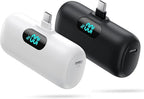 [Paquete de 2] Cargador portátil pequeño para iPhone 17/16/15 Series, negro, 5000 mAh