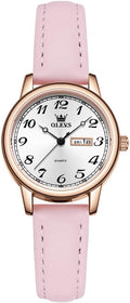 OLEVS Relojes de cuero para mujer lujo moda vestir impermeable cuarzo