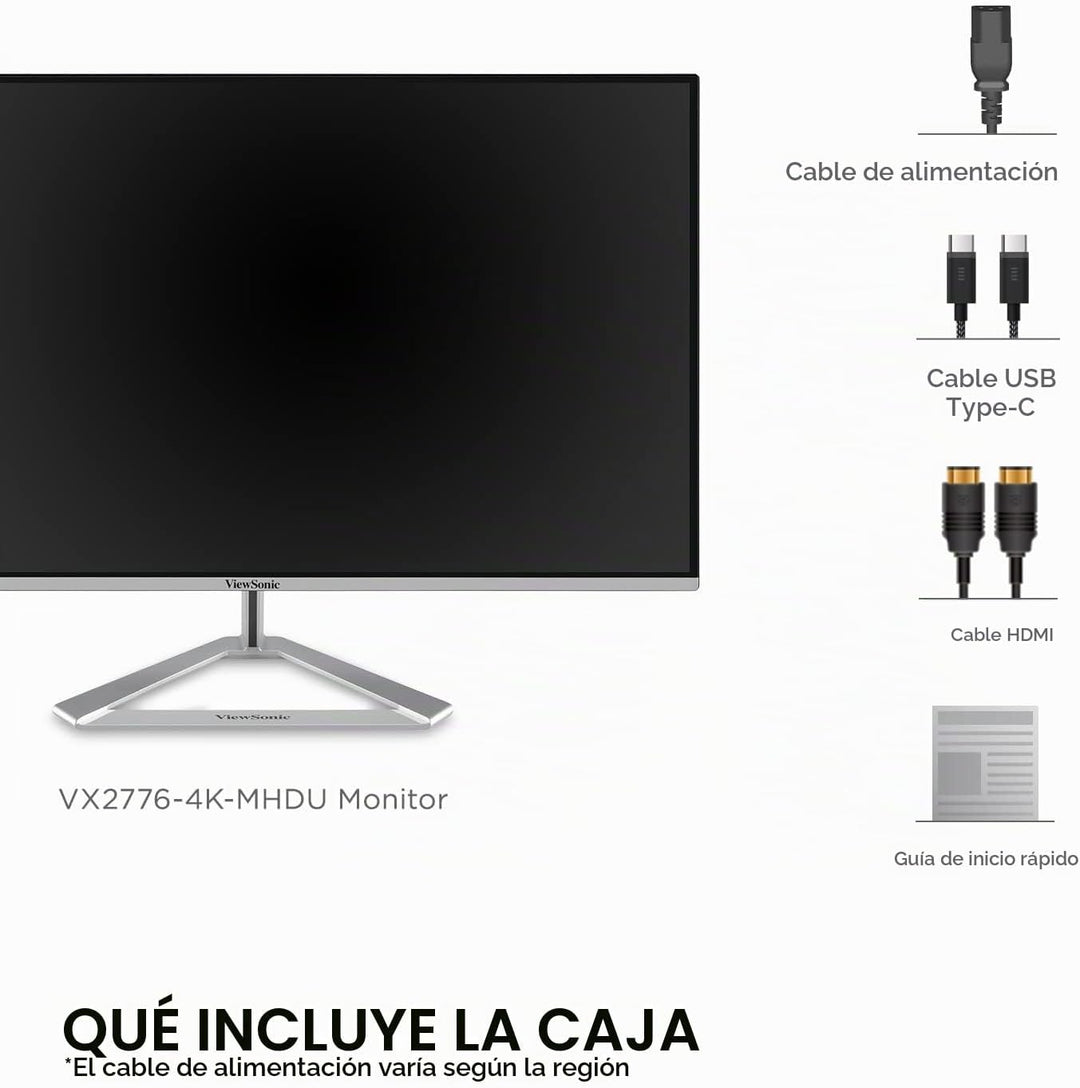 ViewSonic VX2776-4K-MHDU Monitor 4K de 27 pulgadas, IPS con USB-C d...