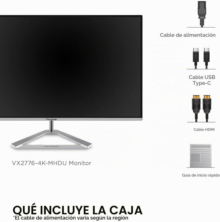 ViewSonic VX2776-4K-MHDU Monitor 4K de 27 pulgadas, IPS con USB-C d...