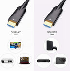 DTECH Cable HDMI de fibra óptica de 100 pies con video HD 4K 60Hz 1080p HD 3D HDCP CEC compatible con monitor de computadora portátil, proyector, reproductor de TV, reproductor de DVD, consola de juegos (100 pies, negro)