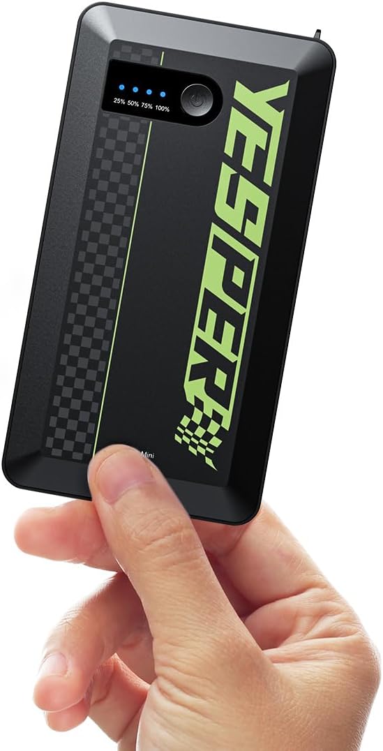 YESPER Arrancador portátil, Arrancador de motocicleta de pico de 1500A, Caja de arranque para arrancador portátil de auto, Paquete de refuerzo automático de 12V (hasta 7L de gas y motor diésel de 5.5L