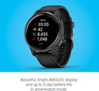 Garmin 010-02173-11 Venu, GPS SmartWatch con pantalla táctil brillante, presenta música, monitoreo de energía corporal, entrenamientos animados, sensor de buey de pulso y más, negro