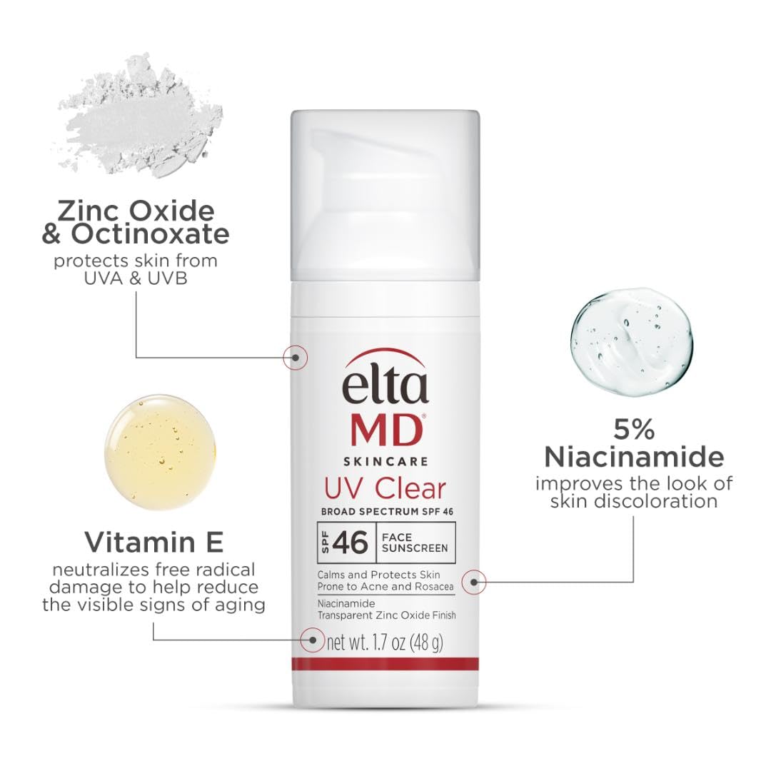 EltaMD UV Clear Face Sunscreen SPF 46, Oil-Free Sunscreen with Zinc...