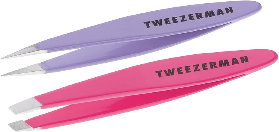 Tweezerman - Juego de pinzas de punta inclinada y puntiaguda, para...