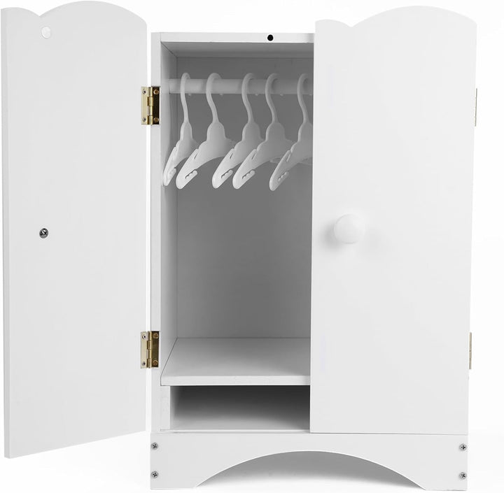 Armario de madera para muñecas de bebé con 10 perchas y estante, ar...