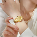 OLEVS Relojes para mujeres de negocios, con diamante, pulsera de acero inoxidable, fecha, impermeable, tono bicolor para mujer
