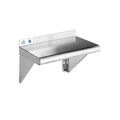 ROCKPOINT Estante de acero inoxidable de 10 x 16 pulgadas, 190 libras, estantes comerciales de metal NSF para montaje en pared, estantería flotante con protector contra salpicaduras para restaurante
