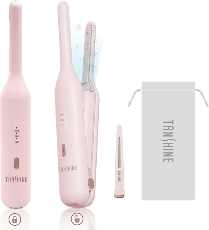 TANSHINE Mini plancha plana inalámbrica, alisadora y rizadora 2 en...