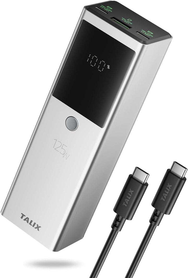 TALIX Banco de energía de 125 W, cargador portátil para portátil de...