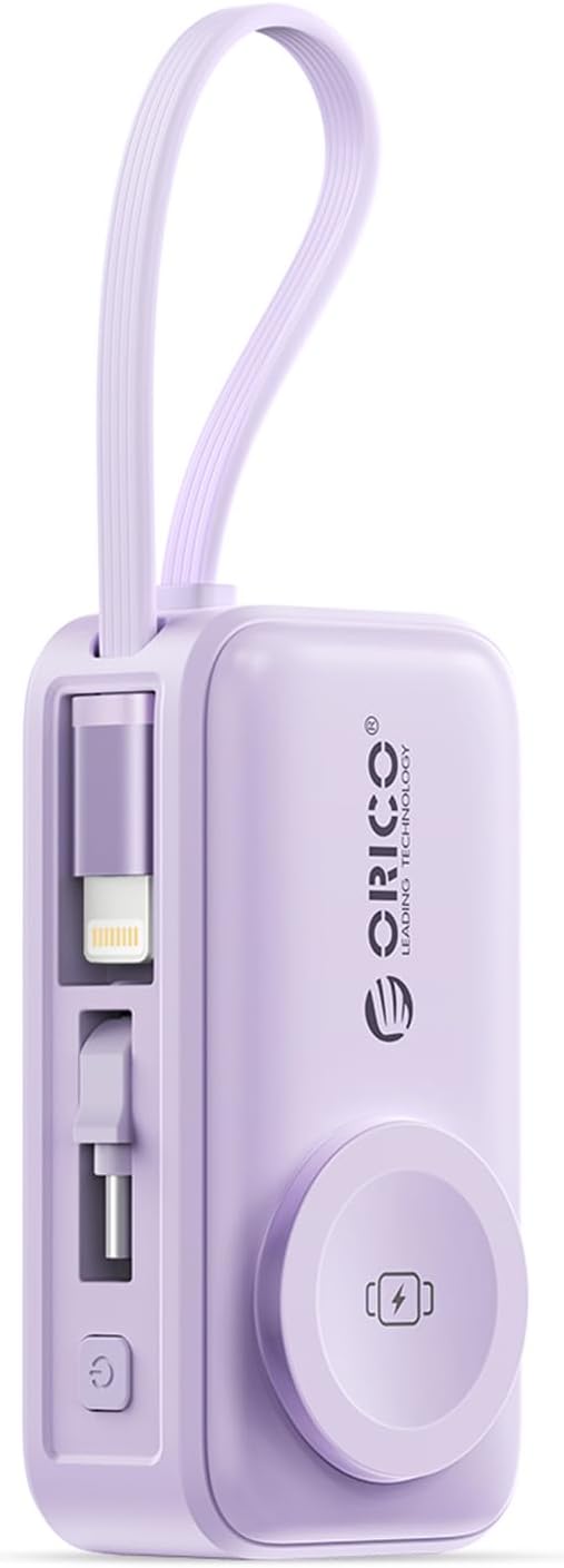 ORICO Cargador portátil con cable Lightning integrado, cargador de...