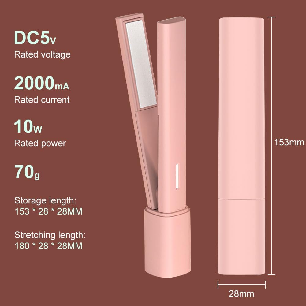 HUAJUN Mini alisador de pelo USB, 2 en 1, pequeña plancha plana por...