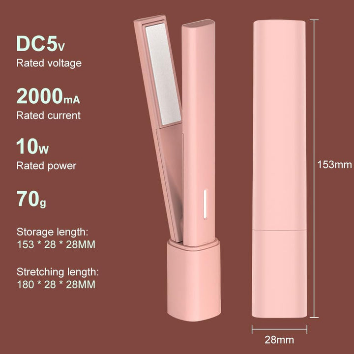 HUAJUN Mini alisador de pelo USB, 2 en 1, pequeña plancha plana por...