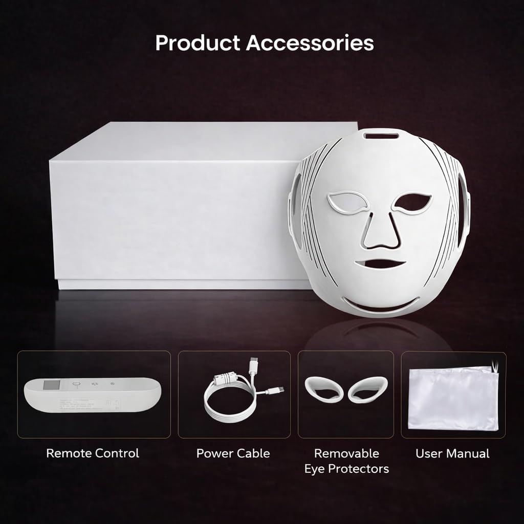 Máscara de terapia de luz roja para cara, máscara facial LED para t...