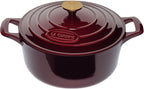La Cuisine Cacerola de hierro fundido esmaltado para horno holandés con mango dorado para tapa, revestimiento interno de esmalte negro mate, 5 cuartos de galón de 10.5 pulgadas de diámetro, apto para horno 550°F/528.8 °F, arándano