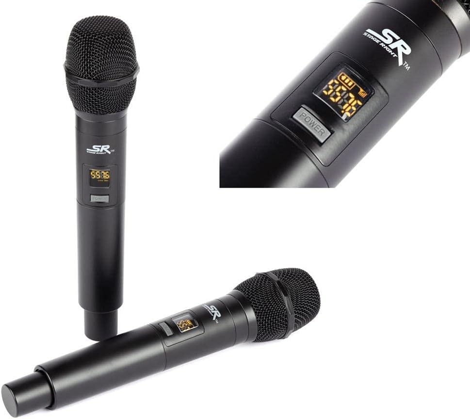 Monoprice Sistema de micrófonos inalámbricos de mano dual UHF de 20...