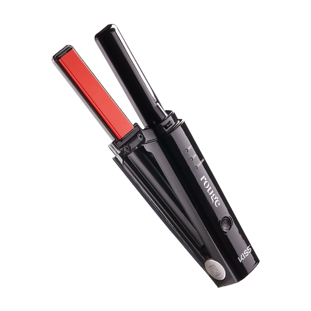 KISS Plancha plana inalámbrica Rouge Plancha de pelo portátil, plac...