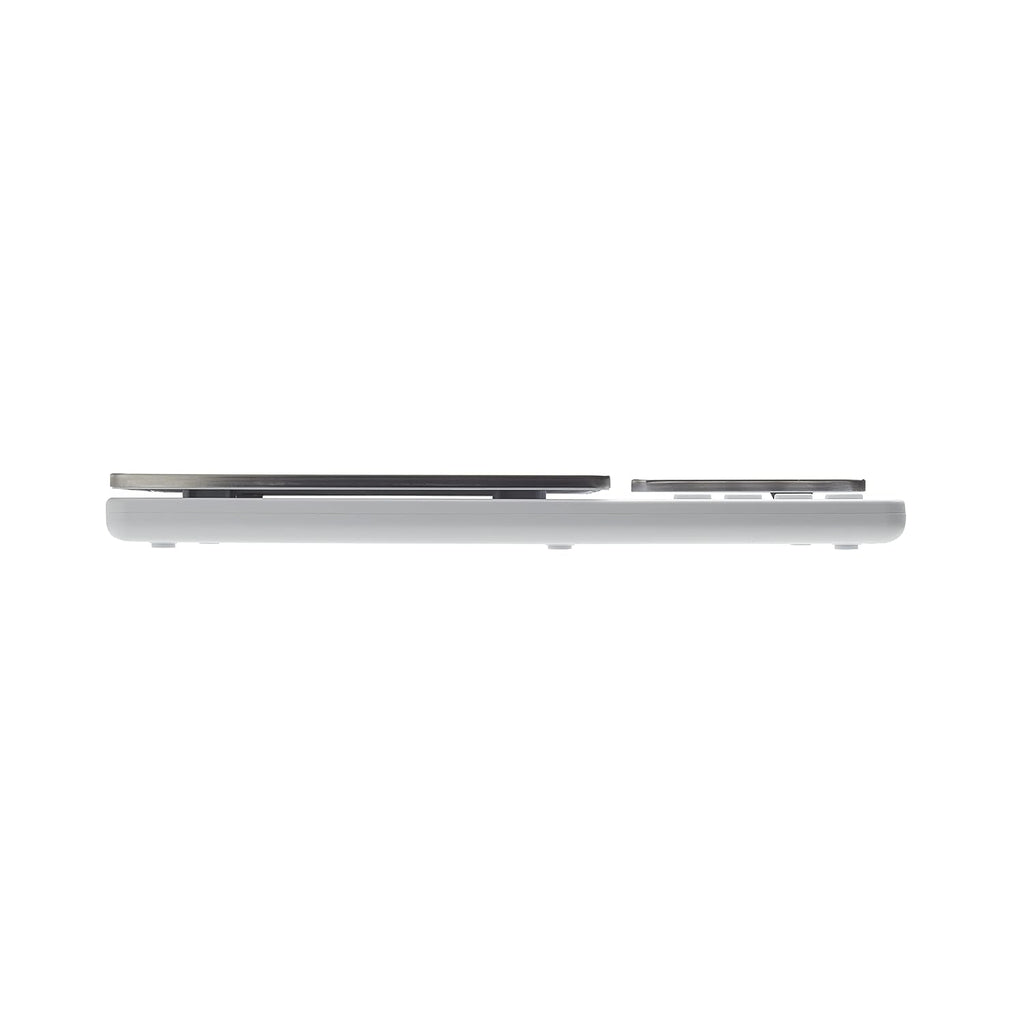 KitchenAid KQ909 Plataforma Dual Digital de Cocina y Balanza de Alimentos, Capacidad de 11 libras y Precisión de 16 oz, Blanca con Acero Inoxidable