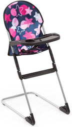 Set de muebles para muñeca Bayer 9 en 1, silla alta y cama de viaje, rosa y azul marino