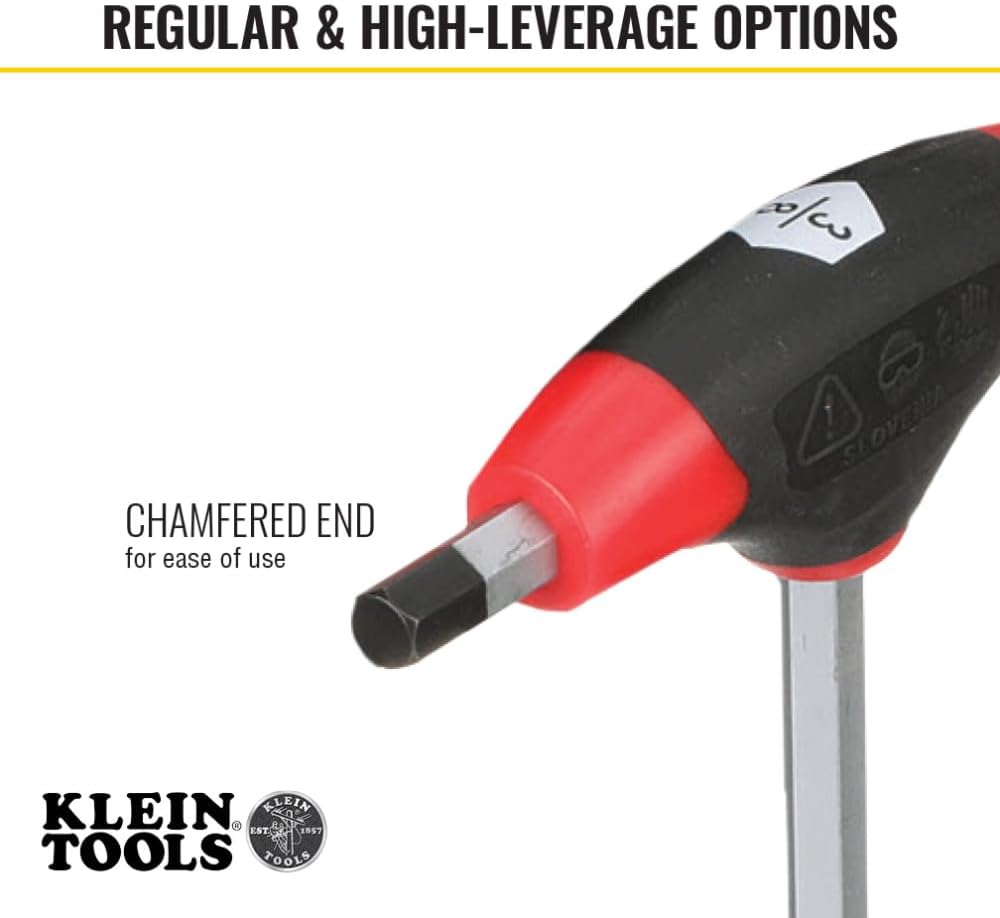 KLEIN TOOLS JTH610E Juego de llaves Allen de mango en T, tamaños SAE en pulgadas, juego de llaves Allen con hojas de 6 pulgadas, soporte incluido, 10 piezas
