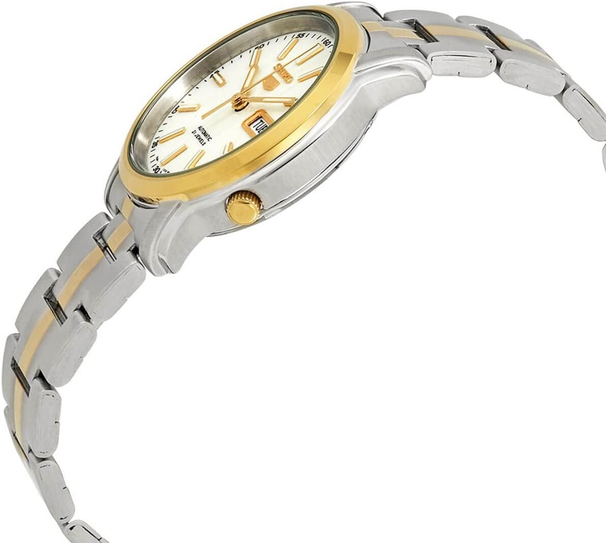 SEIKO Reloj automático para hombre con esfera blanca serie 5 SNKL84K1, Azul, Reloj automático