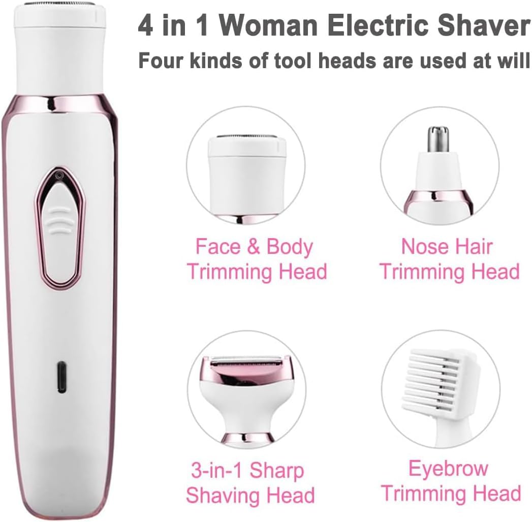 Maquinilla de afeitar eléctrica 4 en 1, afeitadora de mujer para na...