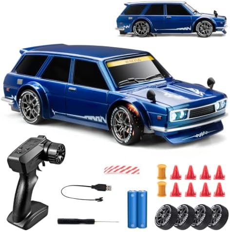 Coche de deriva a control remoto, azul 1/24 con control remoto para