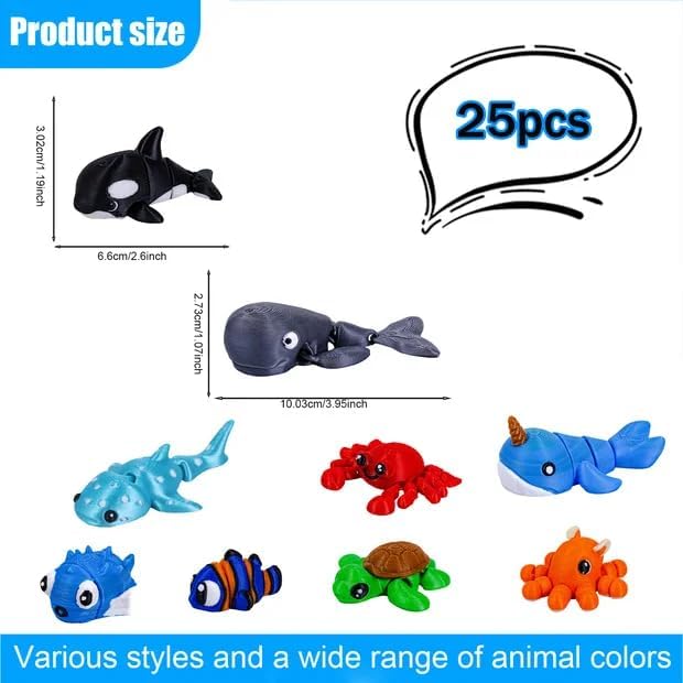 ResinGlow 25 juguetes de animales marinos impresos en 3D