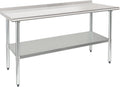 HARDURA - Mesa de trabajo y preparación de acero inoxidable de 24 x 60 pulgadas, mesa comercial de gran resistencia NSF con estante inferior y protector contra salpicaduras para cocina de restaurante