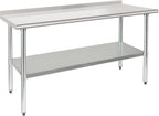 HARDURA - Mesa de trabajo y preparación de acero inoxidable de 24 x 60 pulgadas, mesa comercial de gran resistencia NSF con estante inferior y protector contra salpicaduras para cocina de restaurante