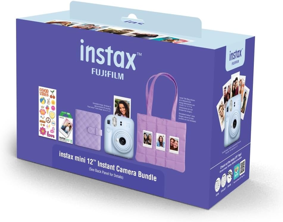 FUJIFILM INSTAX Mini 12 Holiday Bundle 2025 | Azul pastel con pelíc...