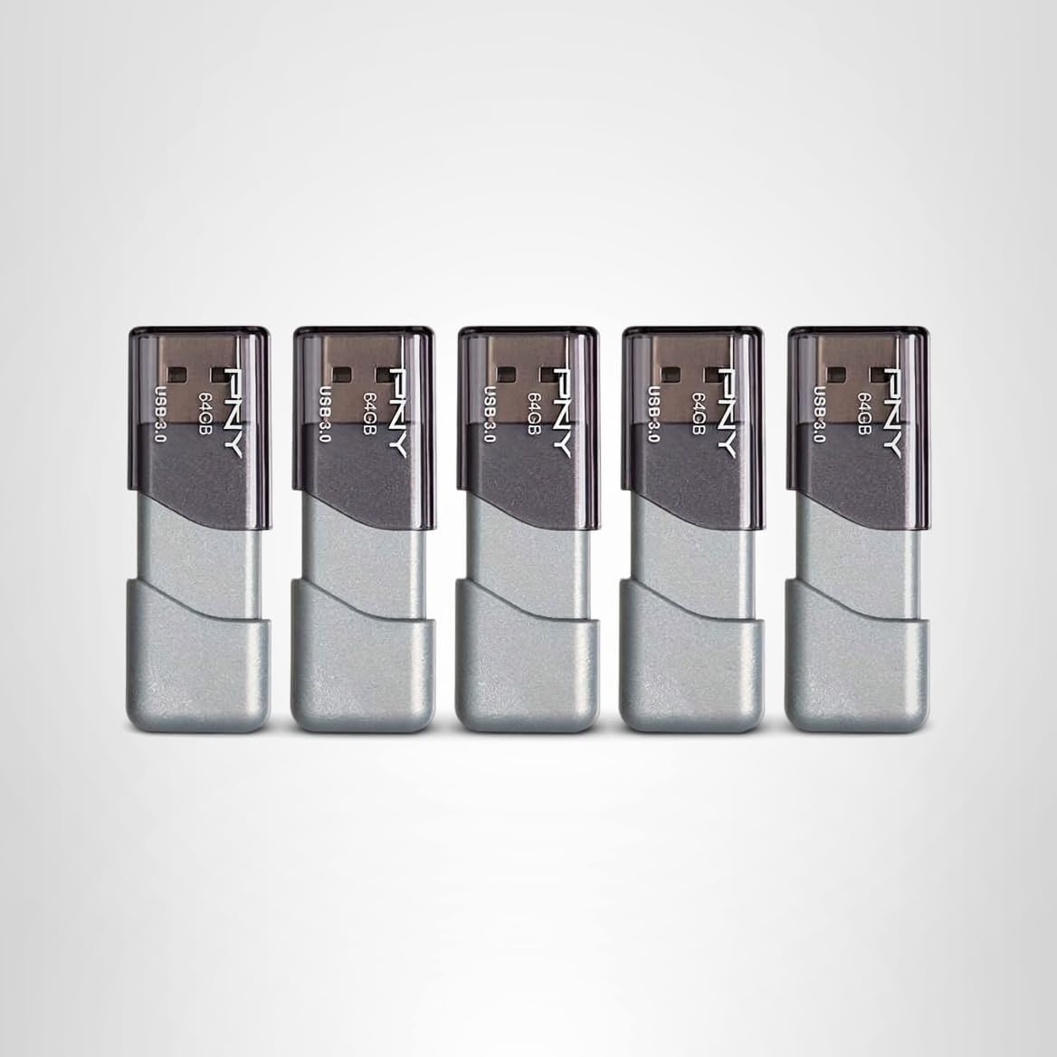 PNY Unidad flash USB 3.0 Turbo Attaché 3 de 64 GB, color plateado (...