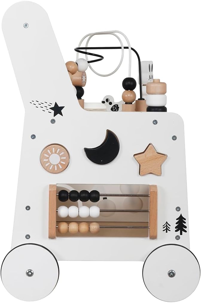 Andador de madera para bebés cubos de actividad Montessori