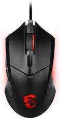 msi Clutch GM08 - Mouse para juegos, 4200 DPI, sensor óptico, 3 pesos ajustables, iluminación LED roja, diseño simétrico