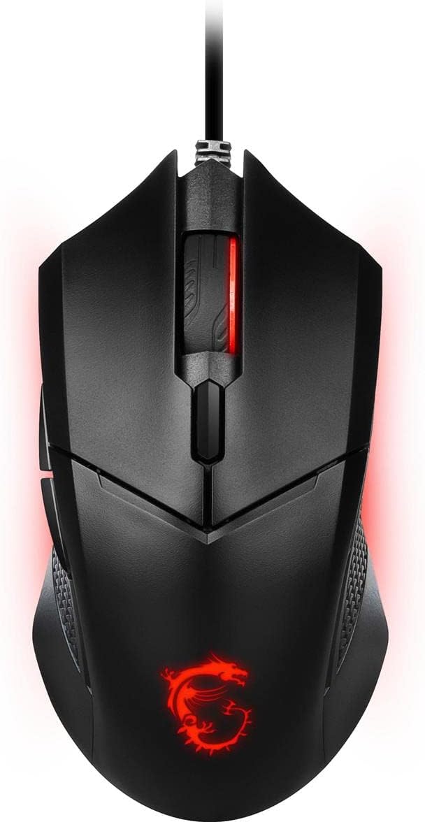 msi Clutch GM08 - Mouse para juegos, 4200 DPI, sensor óptico, 3 pesos ajustables, iluminación LED roja, diseño simétrico