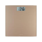 Taylor Báscula digital para peso corporal, capacidad altamente precisa de 400 libras, plataforma de vidrio duradera de 11.8 x 11.8 pulgadas, pantalla fácil de leer de 3.2 x 1.5 pulgadas, champán